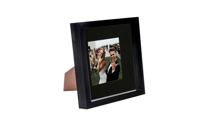 Nicola Spring 3D Box Photo Frame - 8 x 8" with Mount - Black/Black