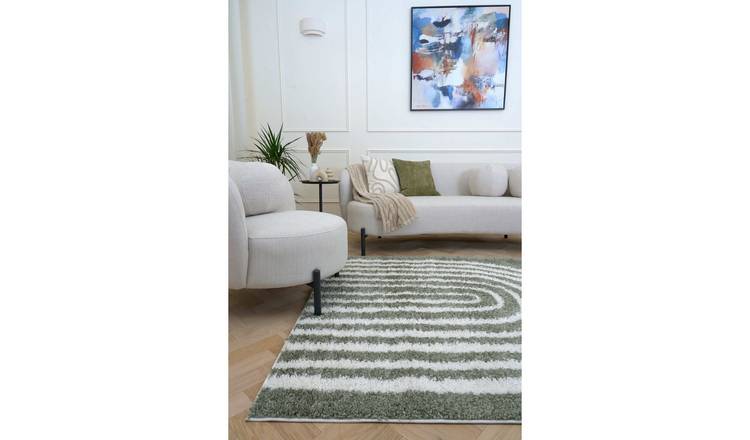 The Rugs Green Moodi Rainbow Shaggy Runner Rug - 80 x 300cm