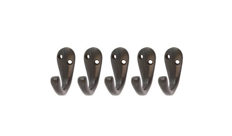 Hammer & Tongs Single Robe Hook - Black - Pack of 5