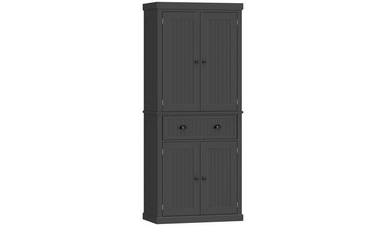 HOMCOM Adjustable Freestanding Pantry Cabinet with Drawer - Black