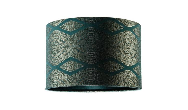 Happy Homewares Sophisticated Forest Green with Intricate Lampshade - 30cm