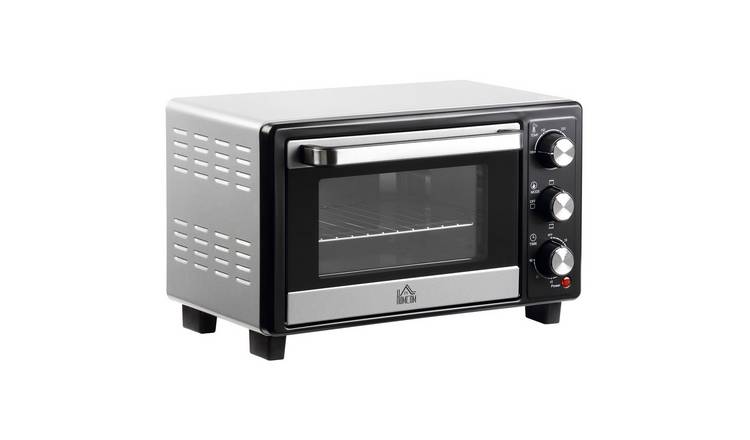 HOMCOM Mini Oven with Adjustable Temperature and Timer - Silver