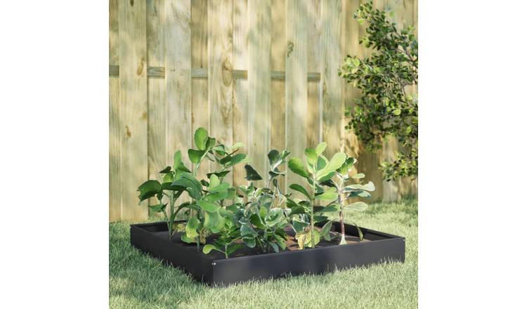 Walplus Steel Raised Garden Bed - Anthracite - 100 x 100 x 26 cm