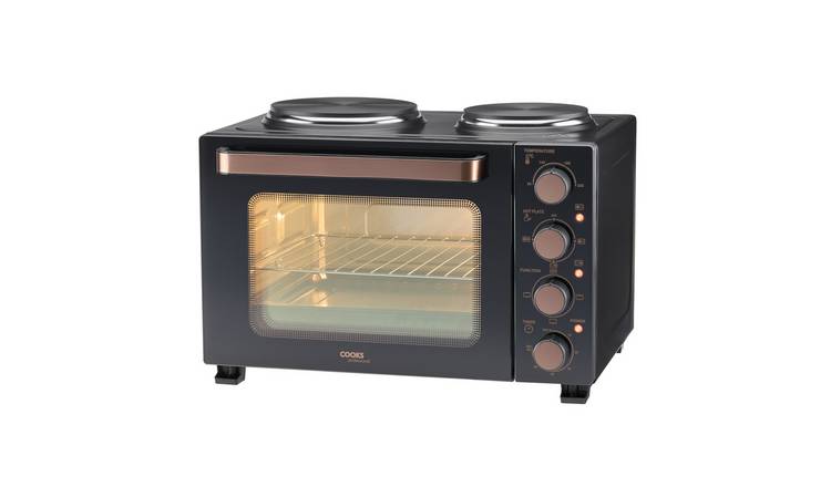 Cooks Professional 28L Mini Oven with 2 Hobs - Black/Copper