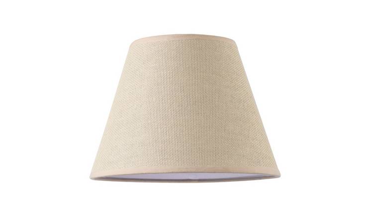 Happy Homewares Rattan Tweed with Pale Pink Cotton Fabric Trims Lampshade - 25cm