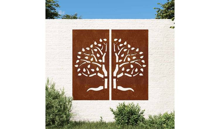 Walplus Corten Tree Design Garden Wall Decorations - Rusty - 105 x 55 x 0.7 cm