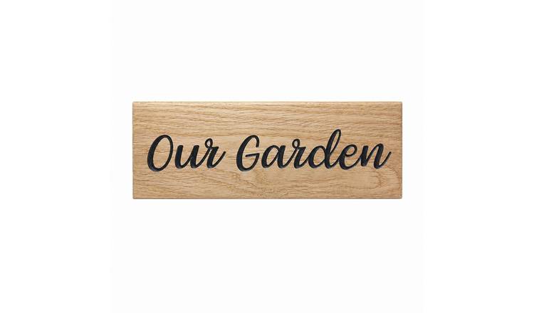 Peak Heritage Engraved Oak Sign - L30cm - Our Garden
