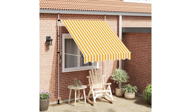 Walplus Manual Polyester Retractable Awning - Orange and White - 200 x 120 cm