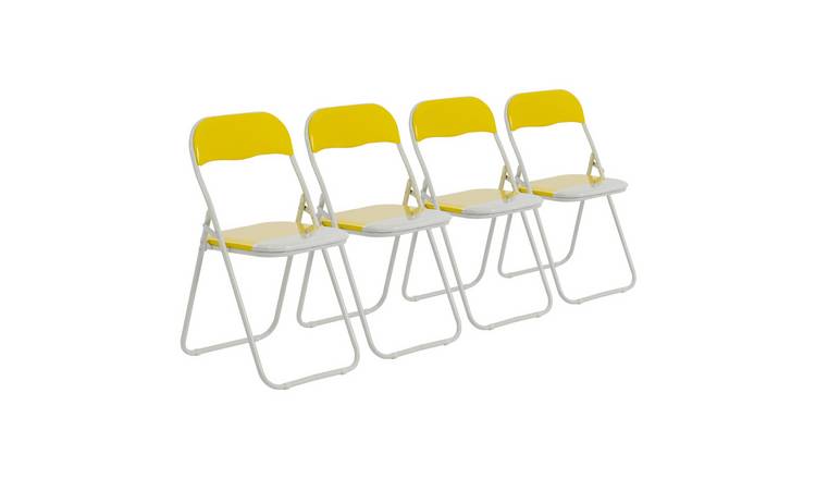 Harbour Housewares Coloured Padded Folding Chairs - Yellow - Pack of 4