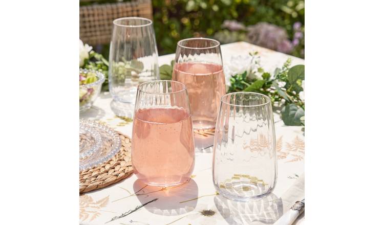 Dibor Glass Ribbed Highball Glasses - Clear