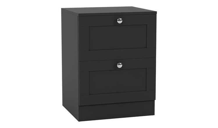 Vida Designs Altino 2 Drawer Bedside Chest - Black