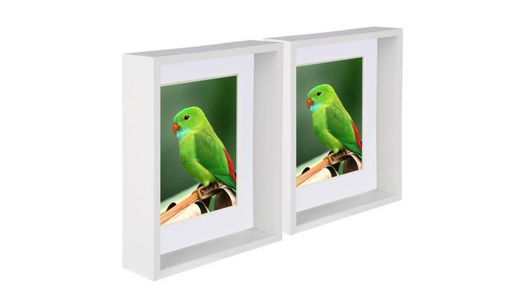 Nicola Spring 8" x 10" White 3D Deep Box Photo Frames - 5" x 7" Mount - 2 Piece