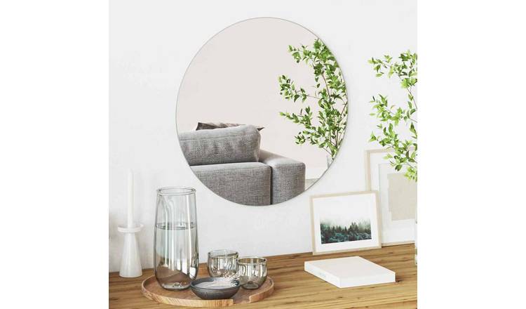 Walplus Round Tempered Glass Wall Mirror - Silver - 50 x 50 cm