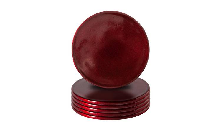 Argon Tableware Metallic Coasters - Dark Red - Pack of 6
