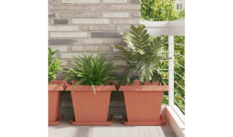 Walplus Pack of 6 Plastic Planter - Brick Red - 43 x 43 x 33.5 cm