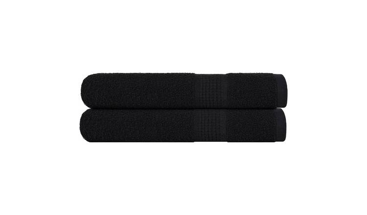 Walplus Pack of 2 Cotton Sauna Towels - Black - 80 x 200 cm