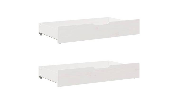 Walplus Pack of 2 Wood Under-Bed Drawers - White - 90 x 55 x 17 cm