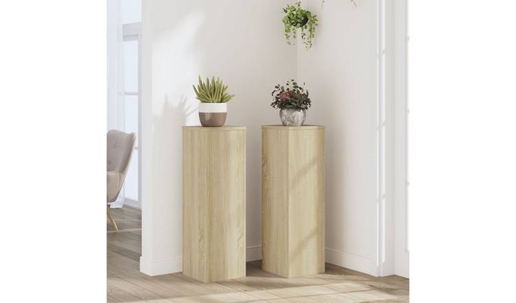 Walplus Pack of 2 Engineered Wood Plant Stand - Sonoma Oak - 25 x 25 x 80 cm