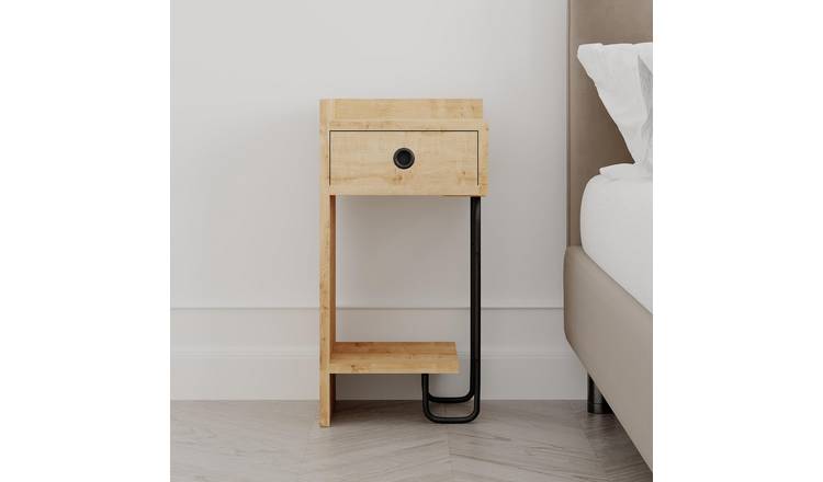 Decortie Sirius Collection Particleboard Bedside Table - Oak