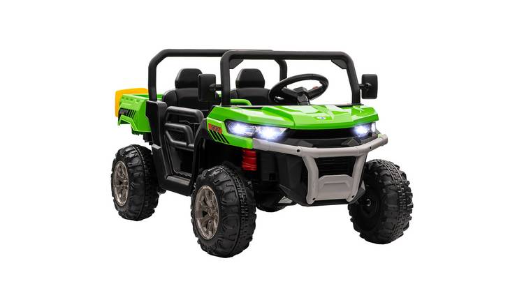 HOMCOM 12V 2 Seater Parental Remote Electric Bucket Kids Ride on Car – Green