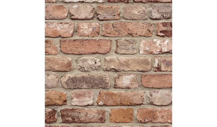 Grandeco Rustic Red Brick Smooth Paper Wallpaper - Terracotta