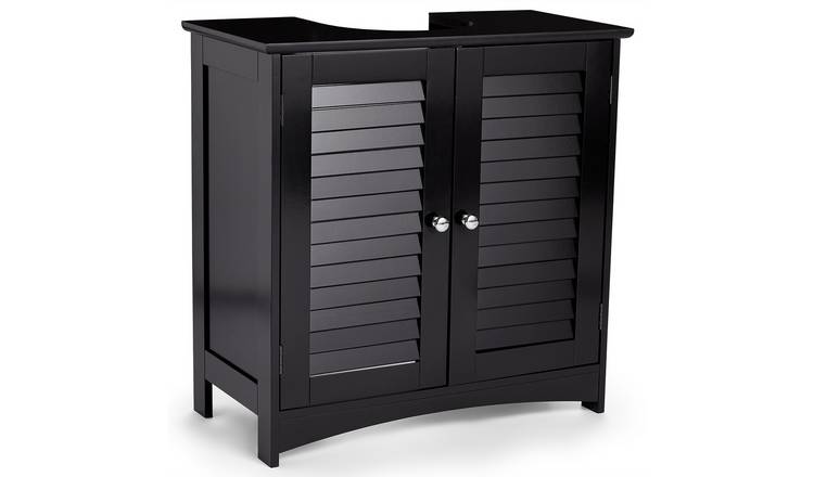 VonHaus Shrewsbury 2 Shelf Under Sink Bathroom Cabinet - Black