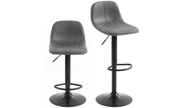 HOMCOM Set of 2 Modern Bar Stools with Footrest - Grey