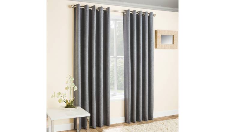 Enhanced Living Vogue Eyelet Thermal Curtains - 117 x 137cm - Grey