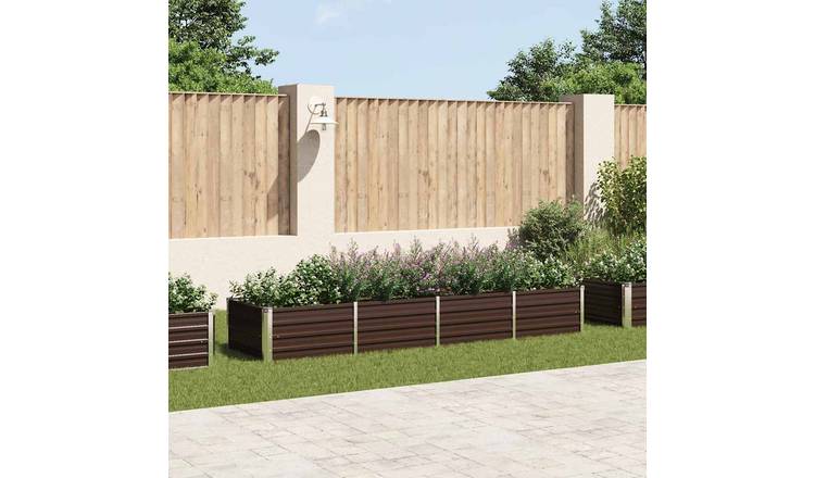 Walplus Galvanised Steel Raised Garden Bed - Brown - 320 x 80 x 45 cm