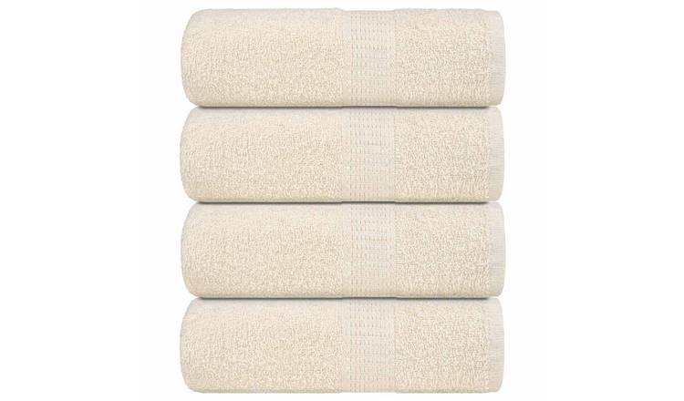 Walplus Pack of 4 Cotton Wash Towels - Cream - 30 x 30 cm