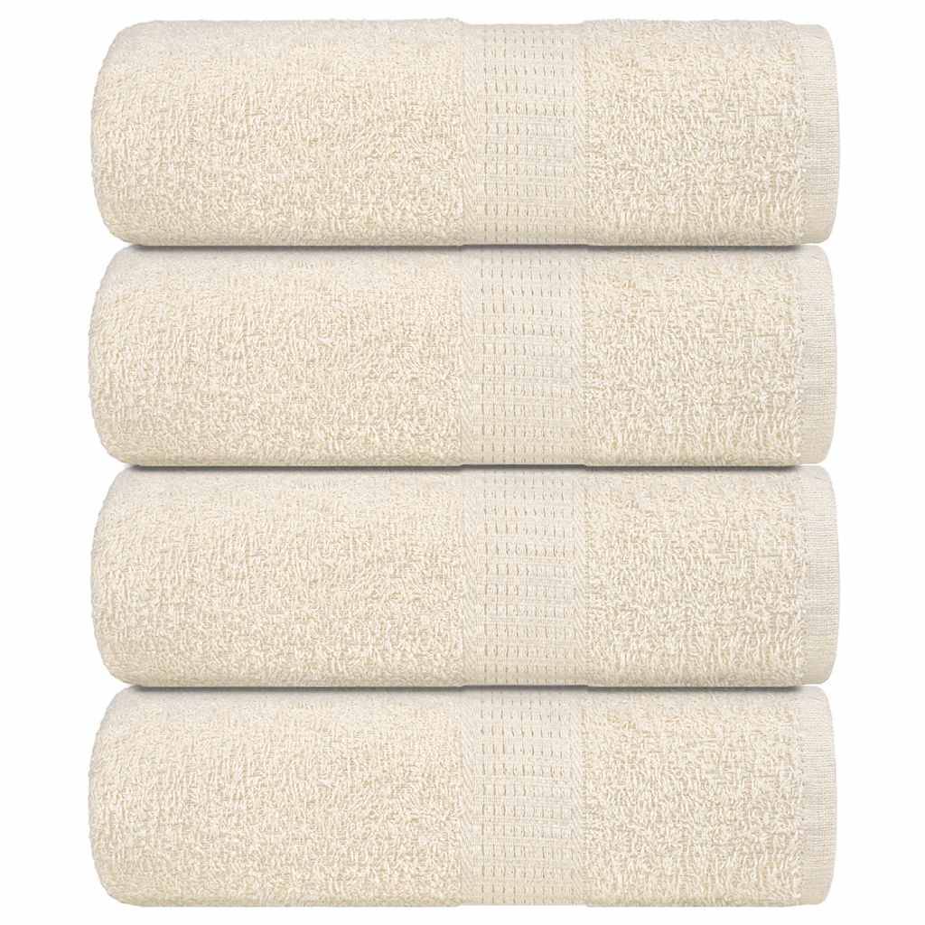Walplus Pack of 4 Cotton Wash Towels - Cream - 30 x 30 cm - Image 1