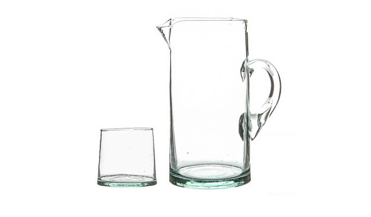 Nicola Spring Merzouga Recycled Glass Tumblers with Jug - Clear