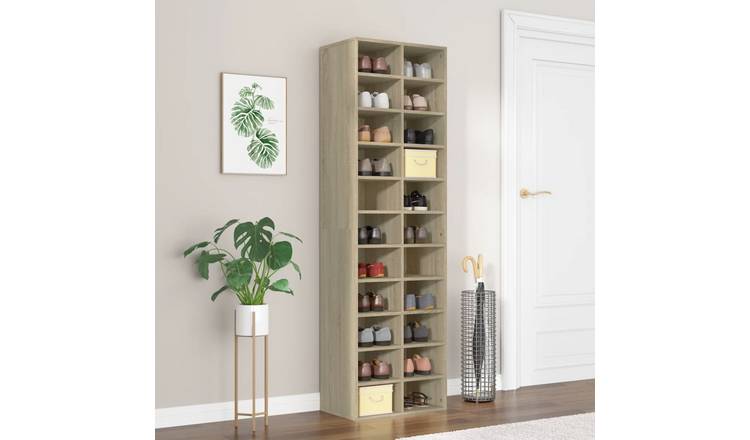 Walplus Engineered Wood Shoe Cabinet - Sonoma Oak - 54 x 34 x 183 cm