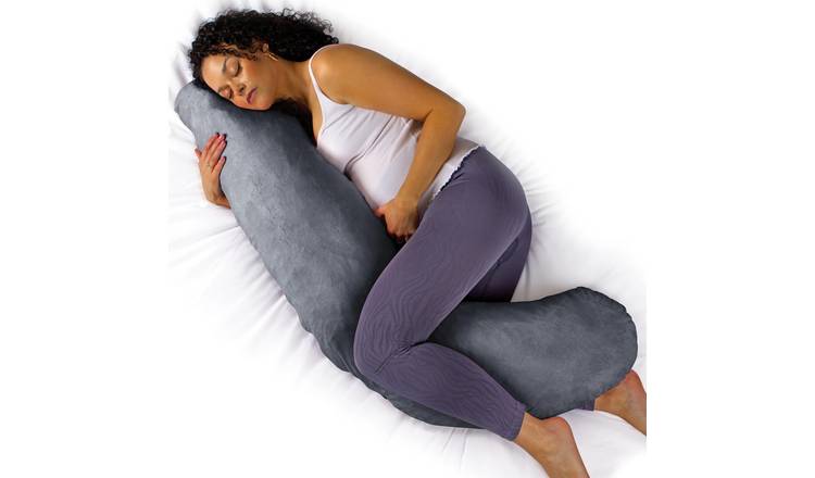 Aamira L Shape Memory Foam Pregnancy Pillow 145cm - Dark Grey