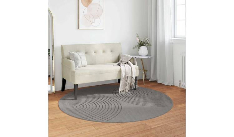 Walplus Galati Polyester Round Area Rug - Grey - 120 x 120 cm
