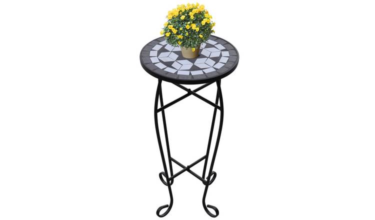 Walplus 30 cm Iron Plant Table - Black and White