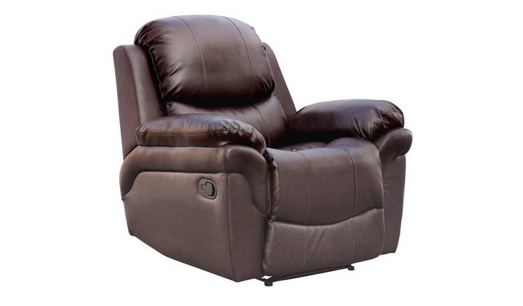 Furniture Online Madison Bonded Leather Manual Recliner Sofa Chair - Brown