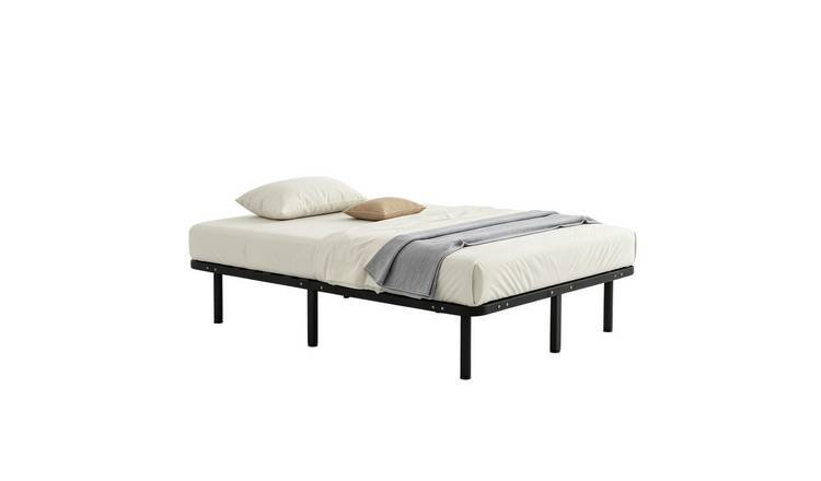 HOMCOM 3FT Metal Platform Single Bed Frame with Wood Slats - Black