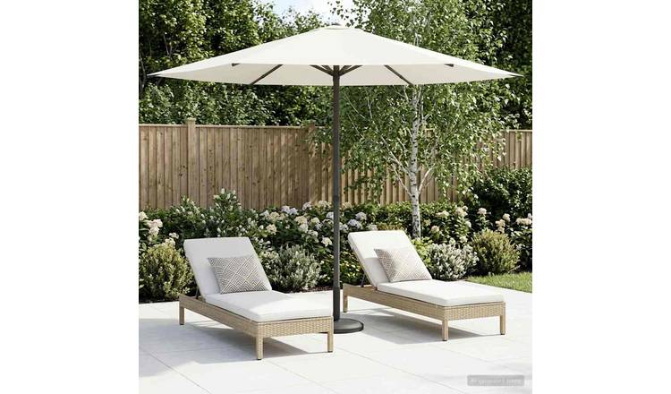 Walplus Rectangular Polyester Garden Parasol - Cream - 226 x 226 x 223 cm