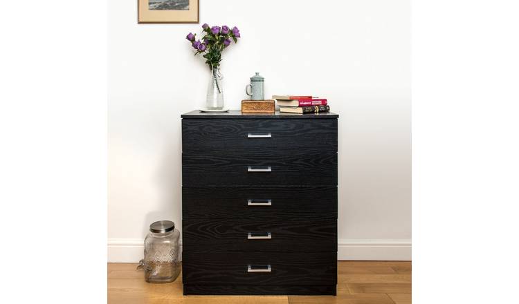 Home Treats 5 Drawer Chest - Black