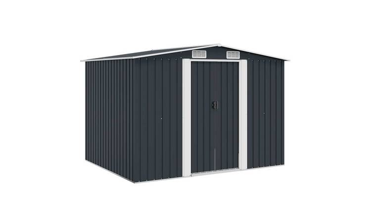 Walplus Galvanised Steel Garden Storage Shed - Anthracite - 257 x 205 x 178 cm