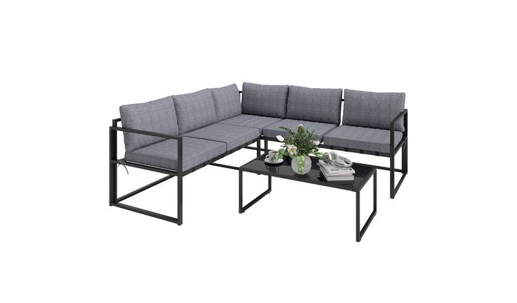 Outsunny 3 Piece Corner Furniture Set with Cushions - Grey