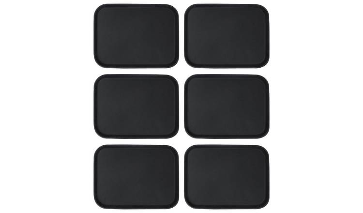 Argon Tableware Set of 6 Rectangle Non-Slip Serving Trays - 41 x 31 cm