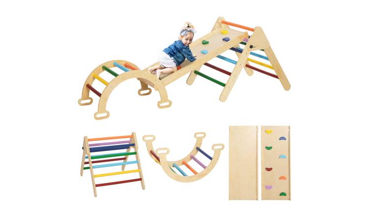 AIYAPLAY 5 in 1 Ramp Arch Play Triangle Kids Climbing Frame - Multicoloured