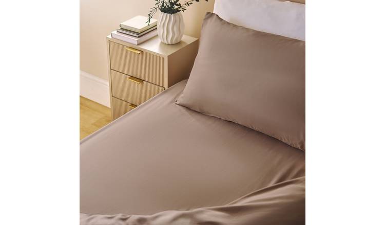 OHS Plain Dyed Microfibre Fitted Bed Sheet Natural - Super King