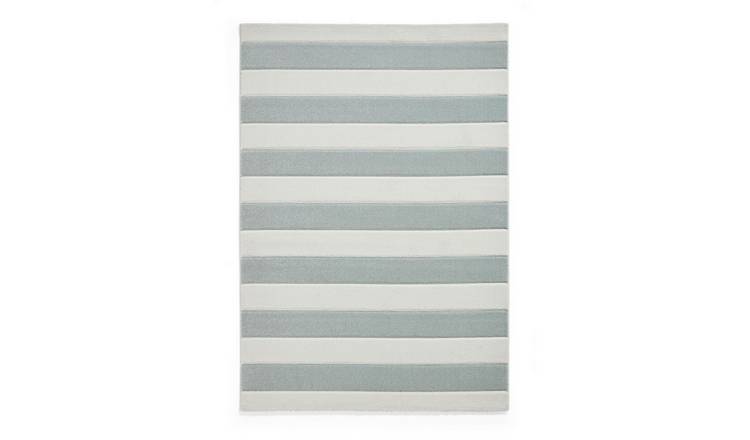 Mega Flooring Green Modern Striped Rug - 80 x 150cm
