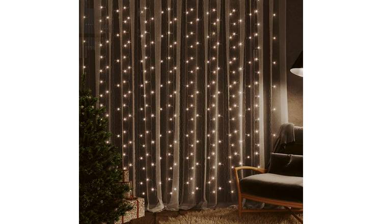 Walplus LED Curtain Fairy Lights 300 LED Warm 8 Function - White - 300 x 300 cm
