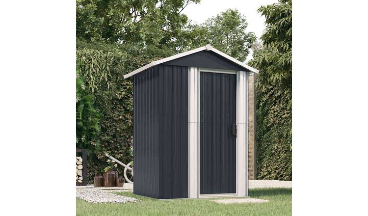Walplus Galvanised Steel Garden Shed - Anthracite - 126 x 97.5 x 177 cm