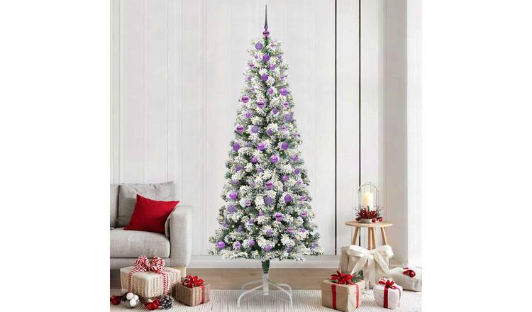 Walplus PVC Hinged Magenta Ornaments Artificial Christmas Tree - Green - 240 cm