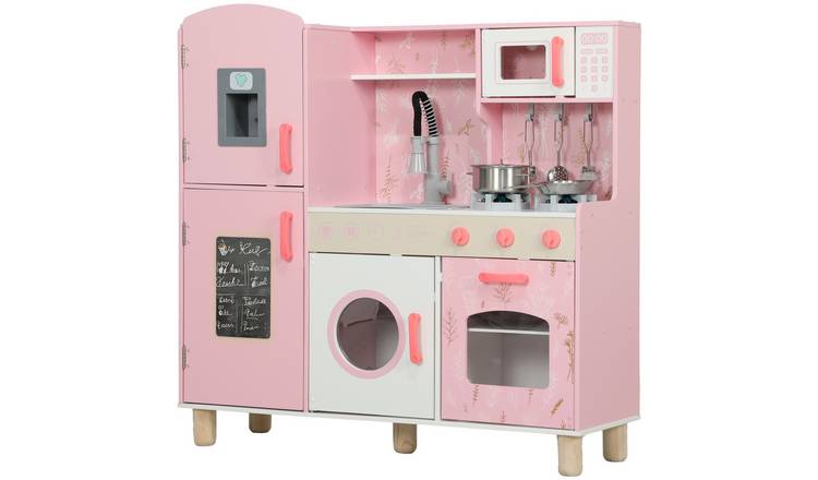 AIYAPLAY Lights Sounds Double Stoves Chalkboard Kids Play Kitchen - Pink